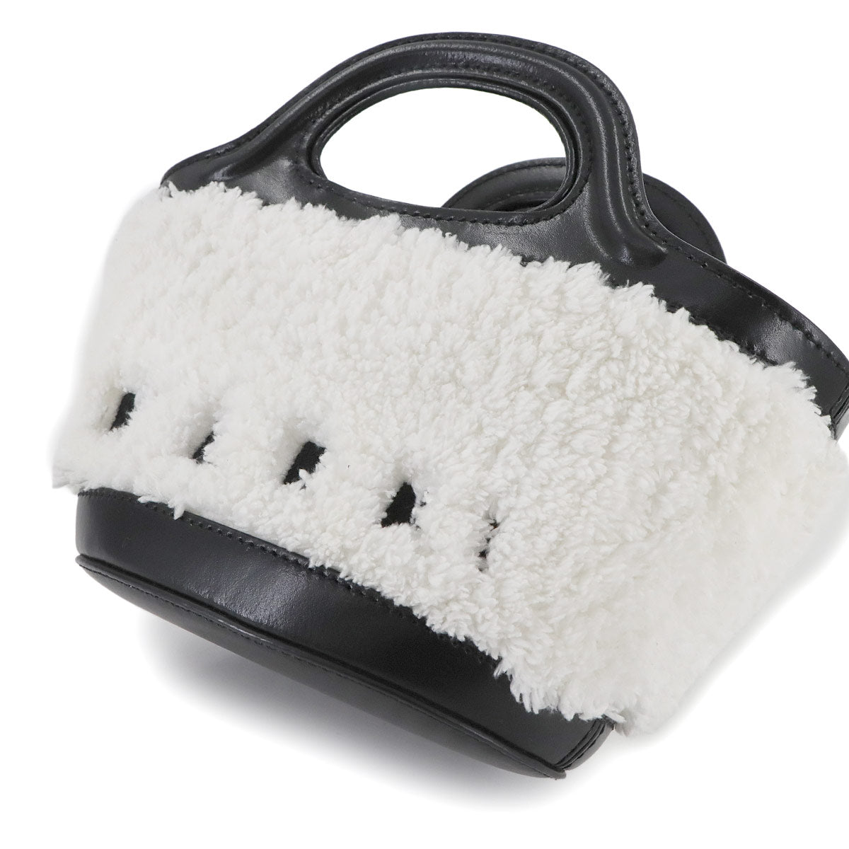 Tropicalia Micro Hand Shoulder Bag Polyester Leather White Black