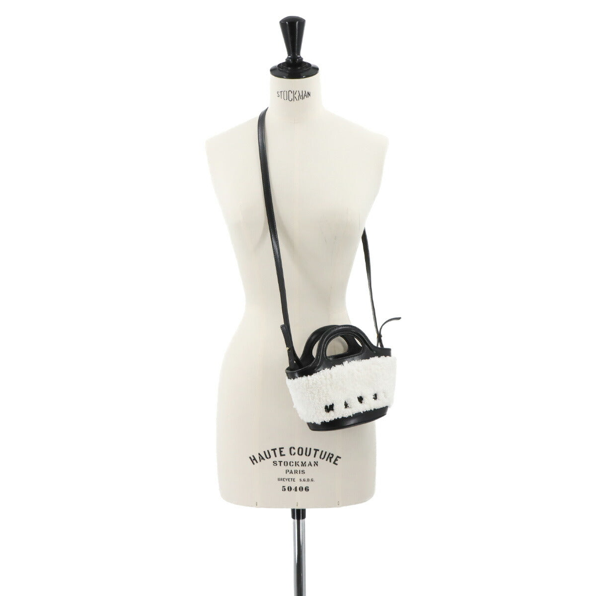 Tropicalia Micro Hand Shoulder Bag Polyester Leather White Black