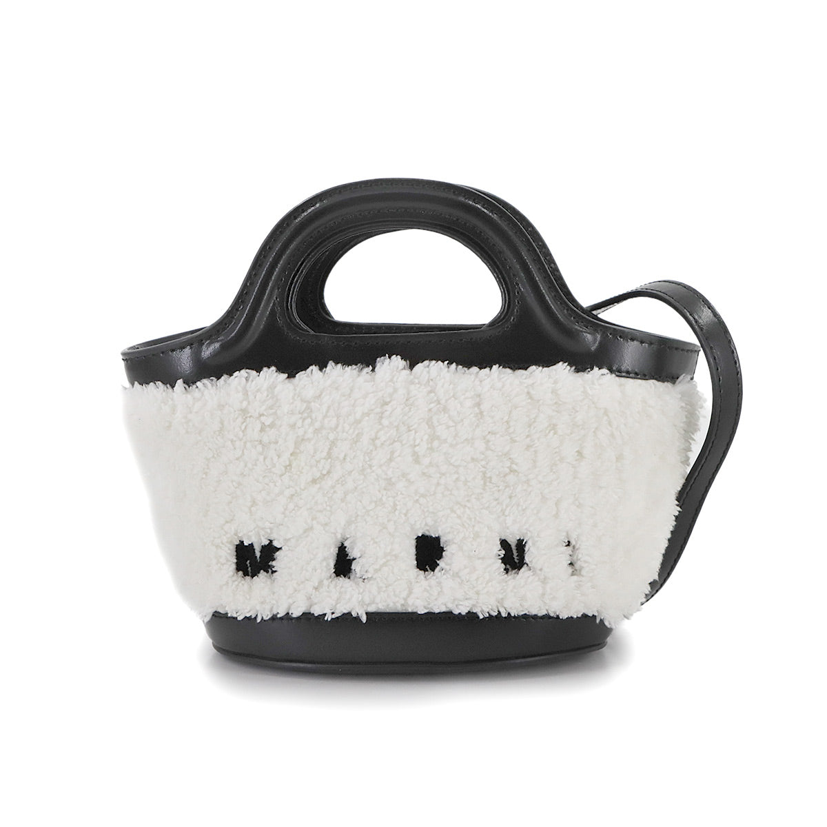 Tropicalia Micro Hand Shoulder Bag Polyester Leather White Black