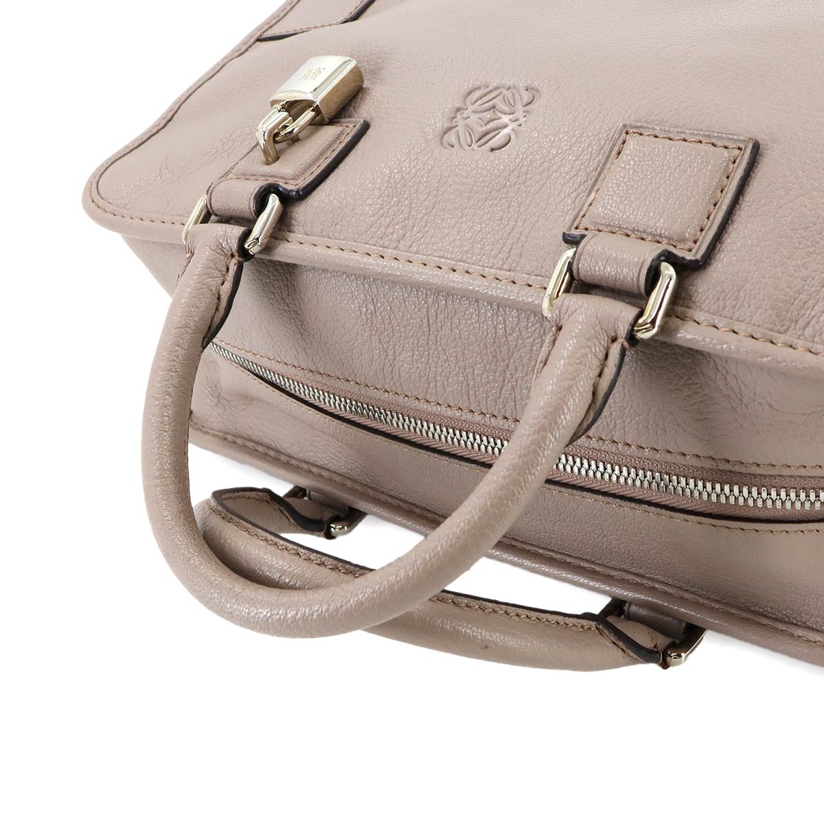 Amazona 28 Hand Bag Leather Beige Anagram Purse