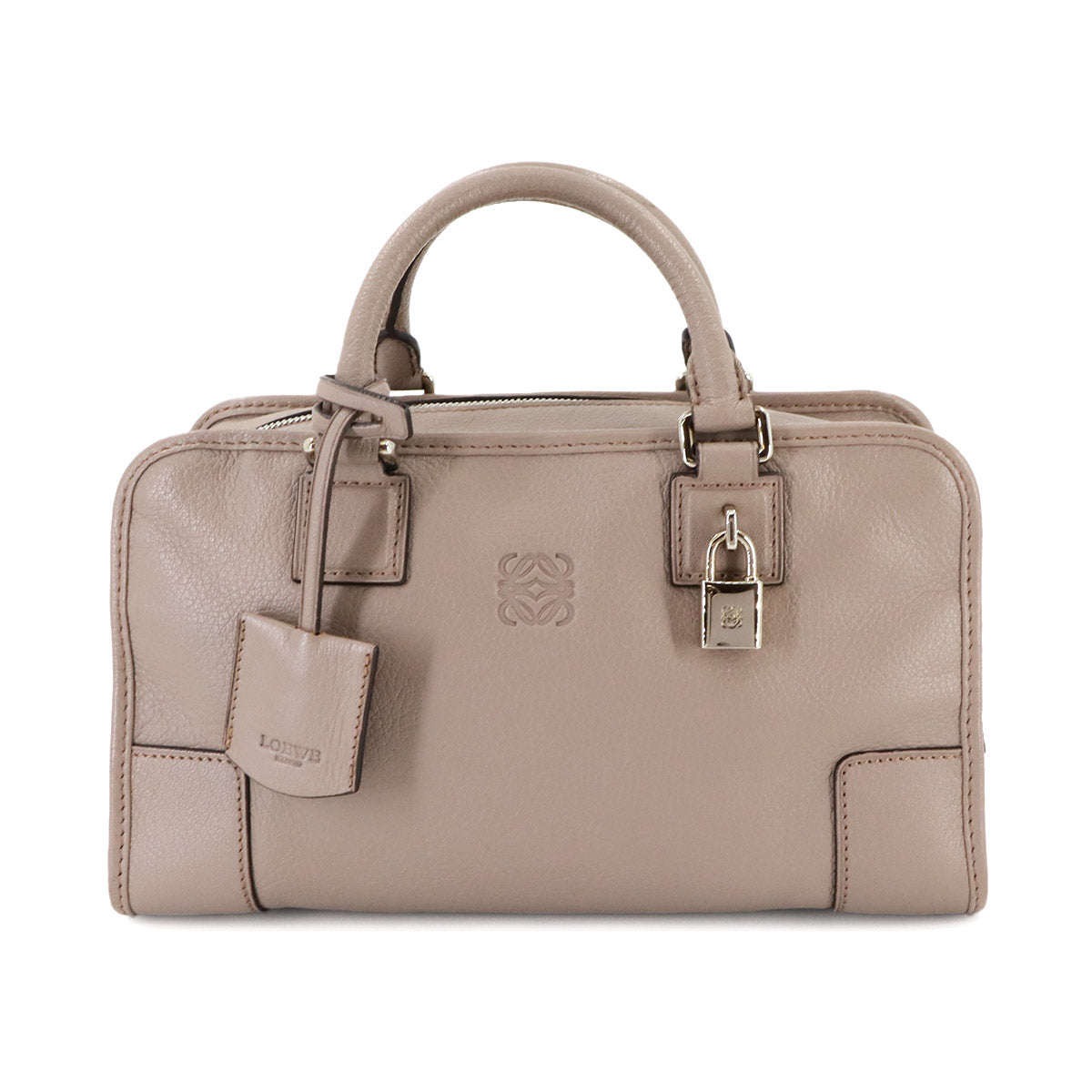 Amazona 28 Hand Bag Leather Beige Anagram Purse