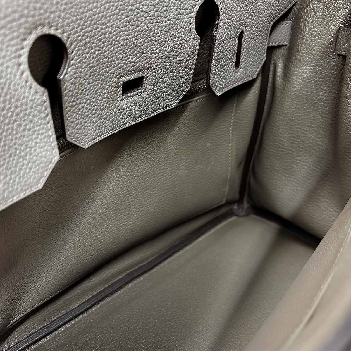 Birkin 30 Veau Togo Etain Hand Bag Grey Purse