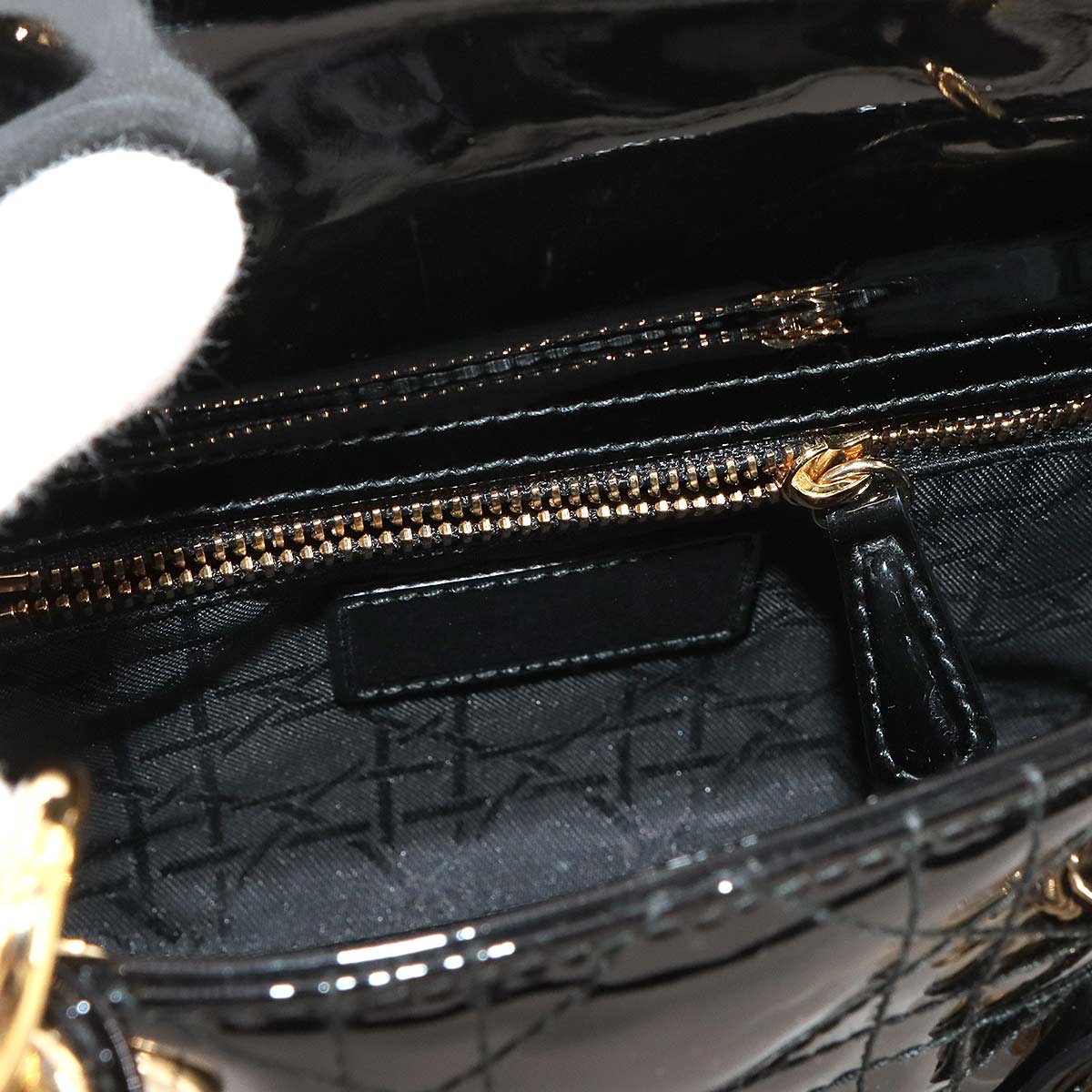 Lady Dior Mini Hand Shoulder Bag Patent leather Black