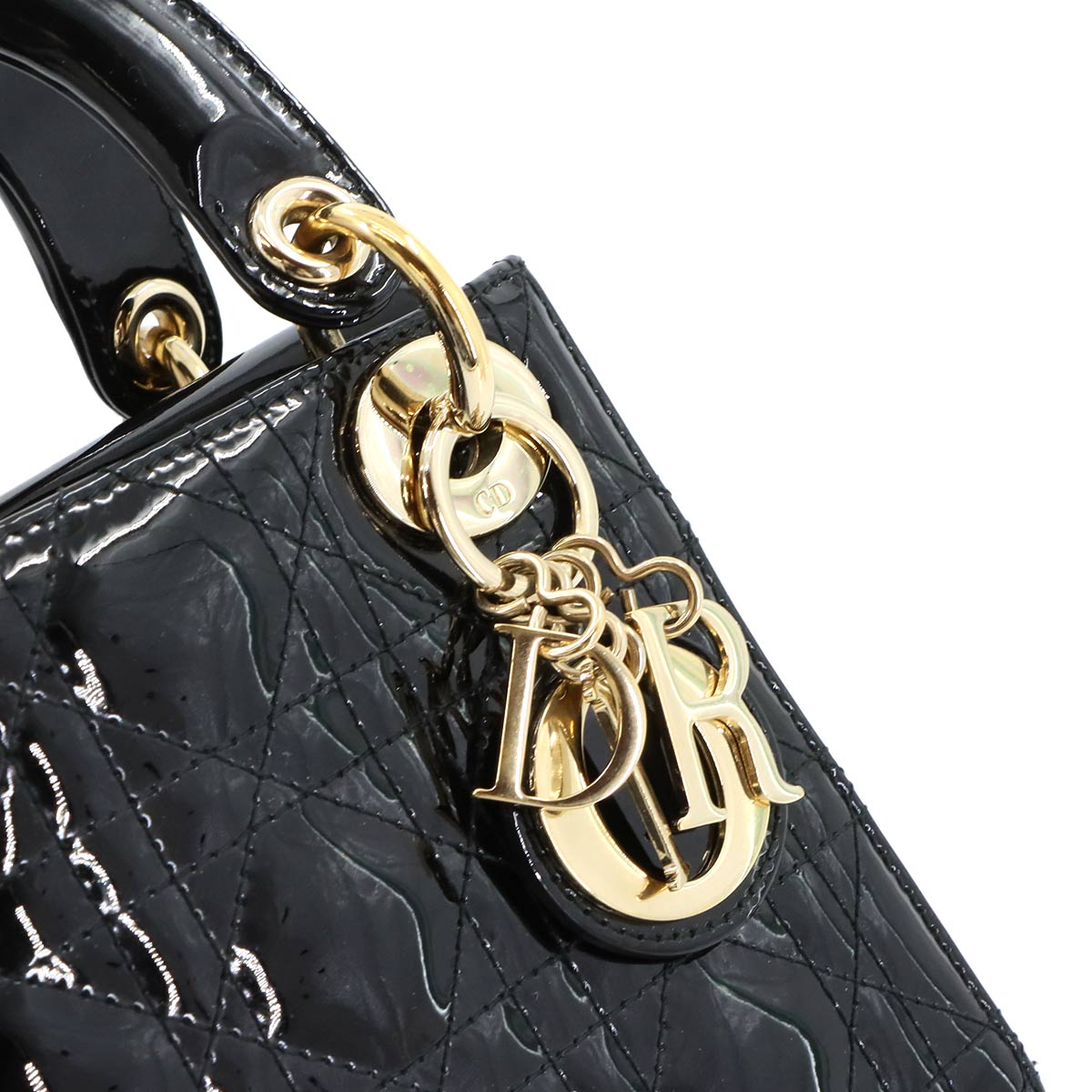 Lady Dior Mini Hand Shoulder Bag Patent leather Black