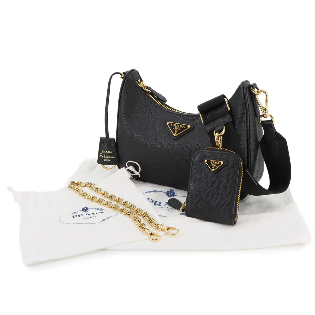 Re-Edition 2005 Shoulder Bag Saffiano Leather Black 1BH204