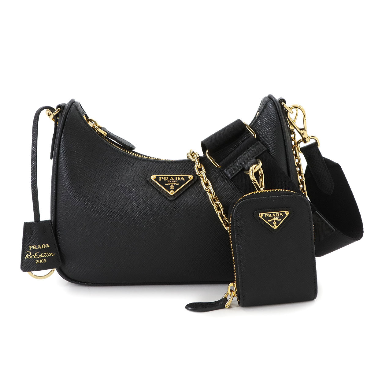 Re-Edition 2005 Shoulder Bag Saffiano Leather Black 1BH204