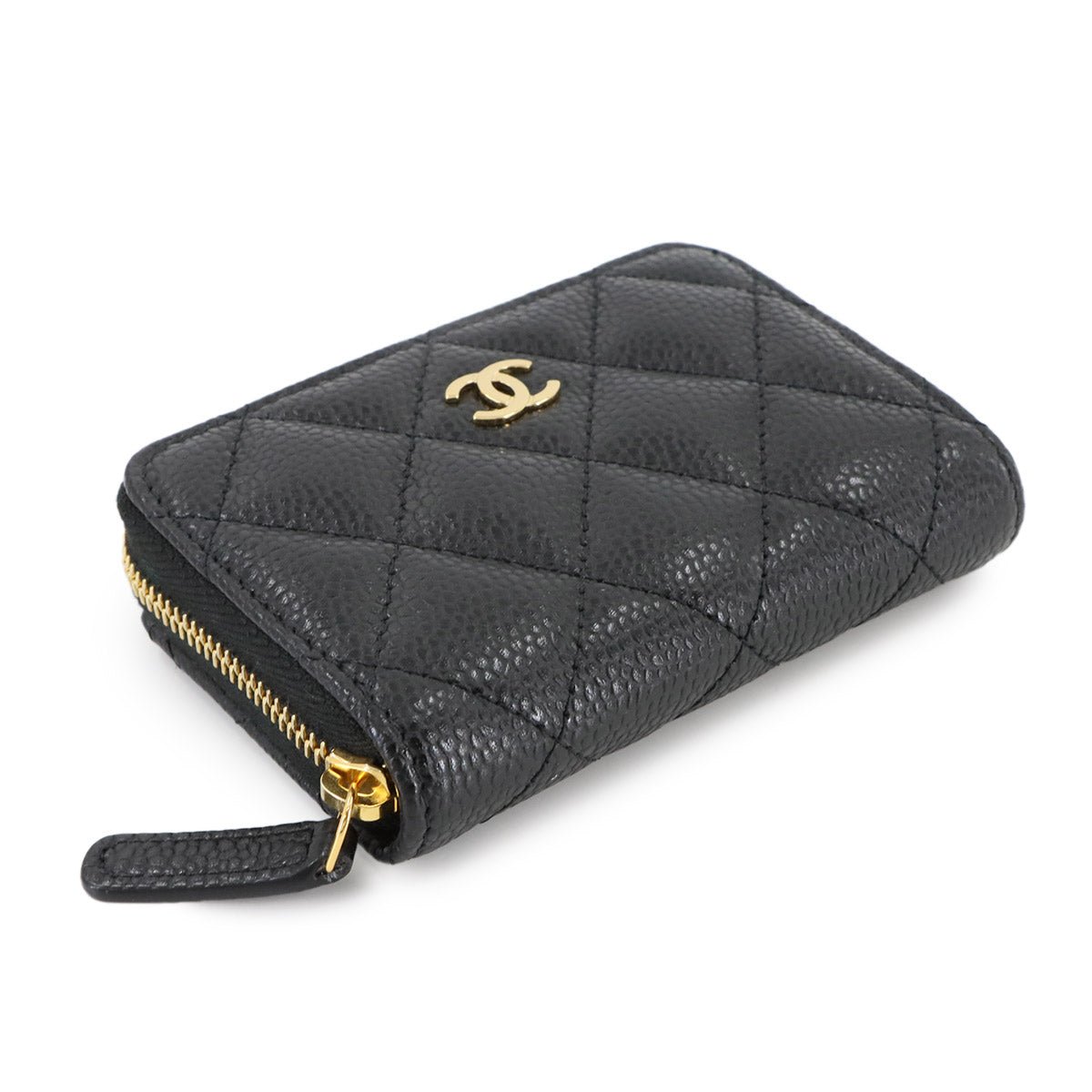 Matelasse Coin Case Purse Leather Black AP0216