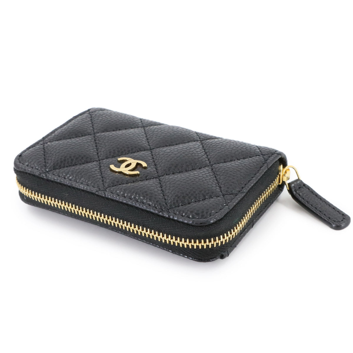 Matelasse Coin Case Purse Leather Black AP0216