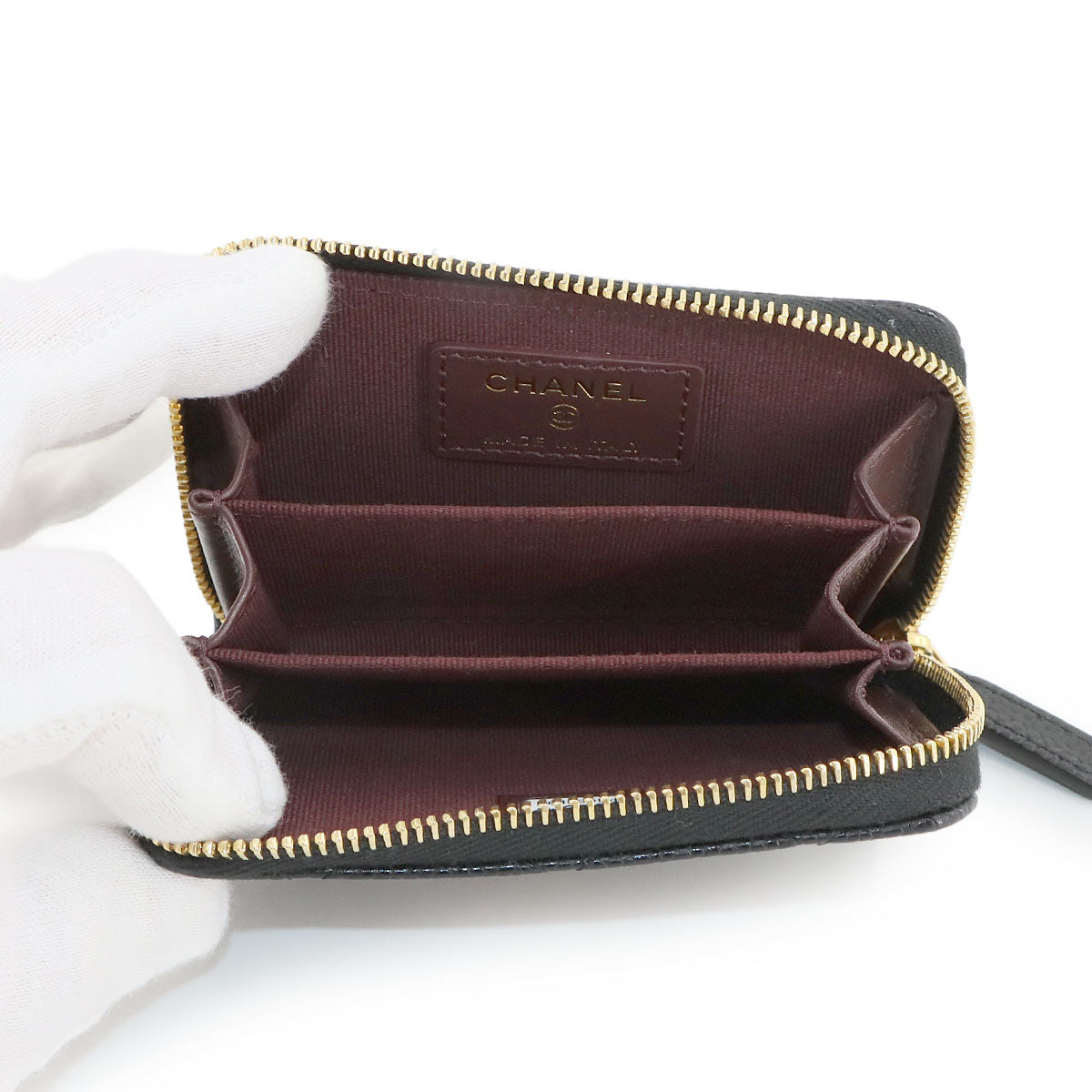 Matelasse Coin Case Purse Leather Black AP0216