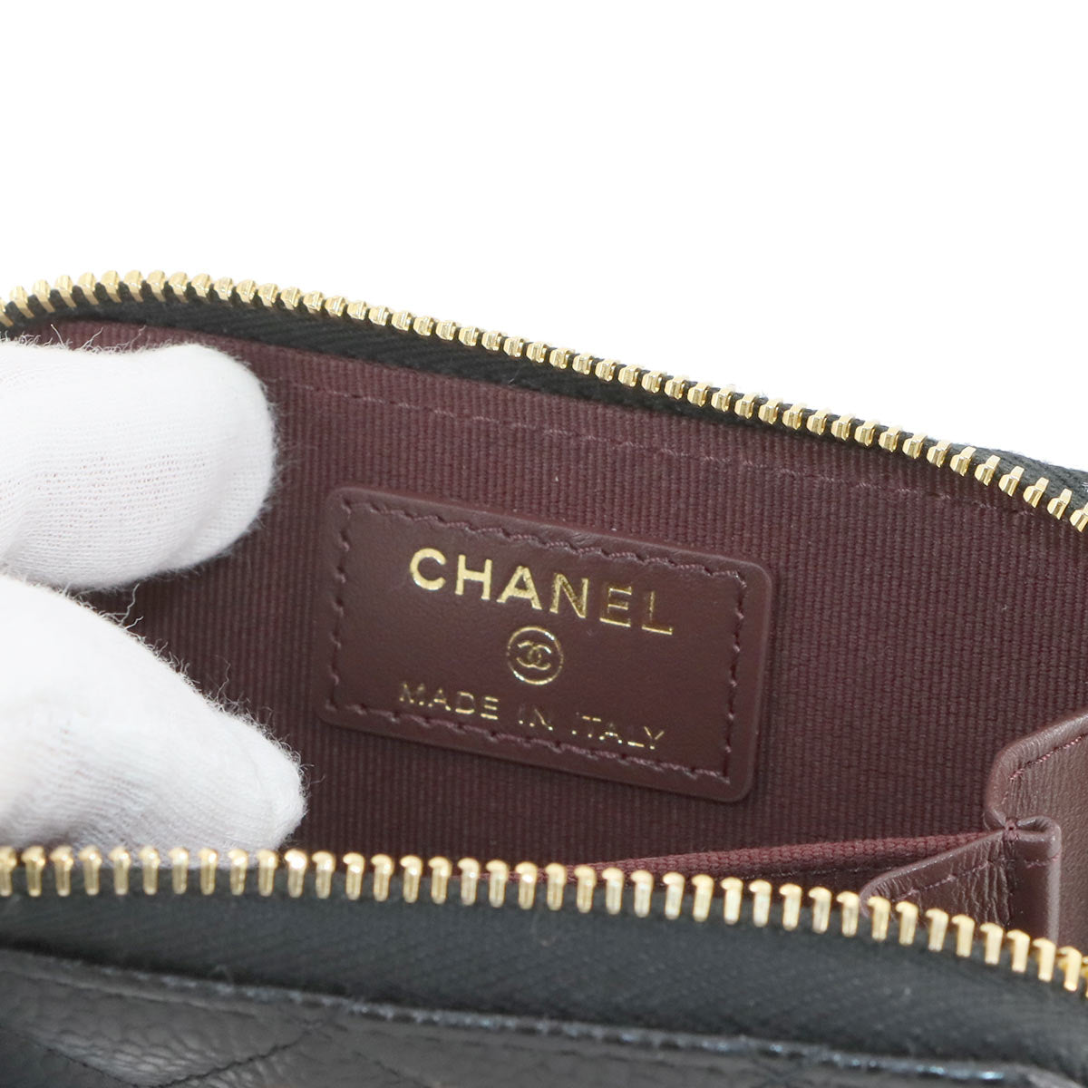 Matelasse Coin Case Purse Leather Black AP0216