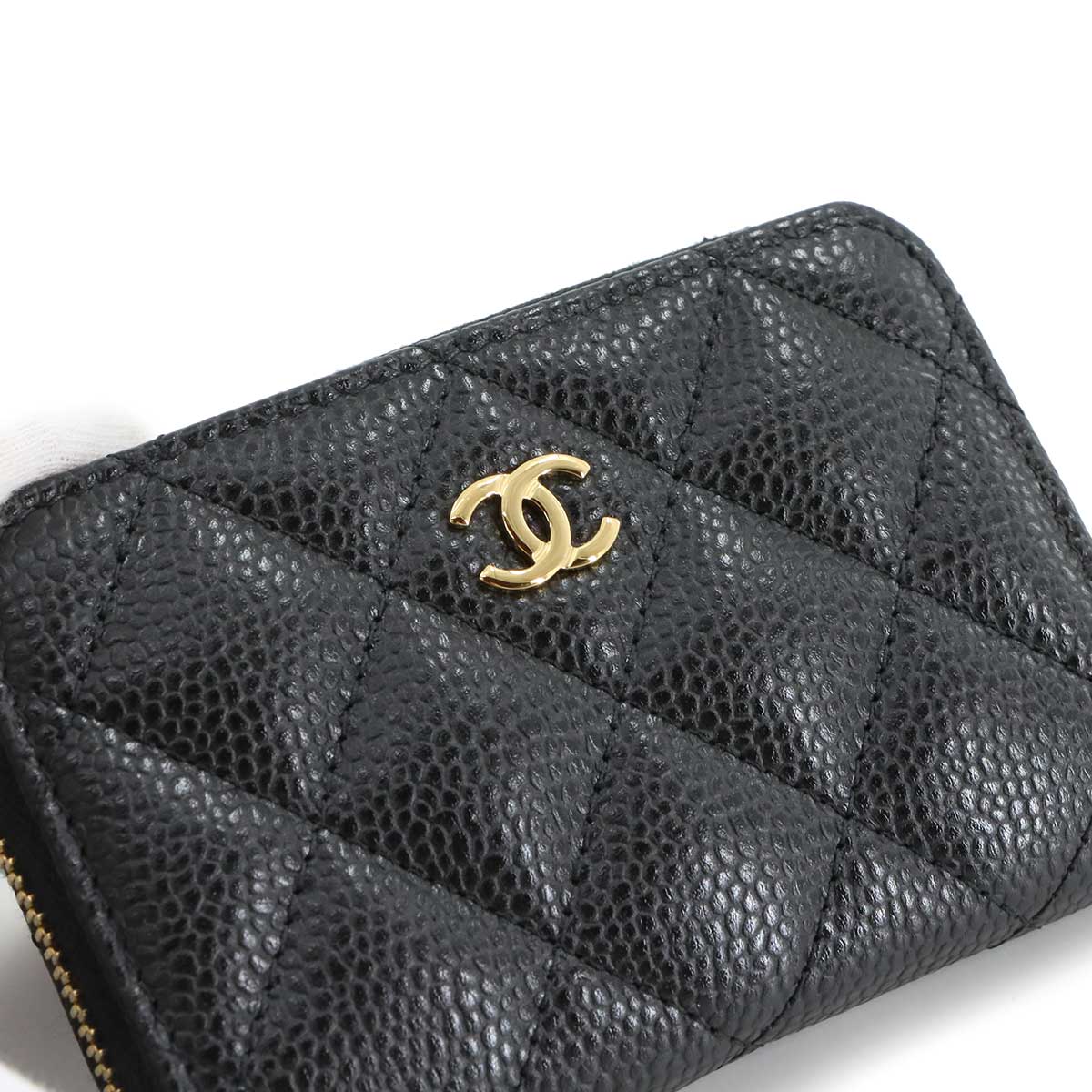 Matelasse Coin Case Purse Leather Black AP0216