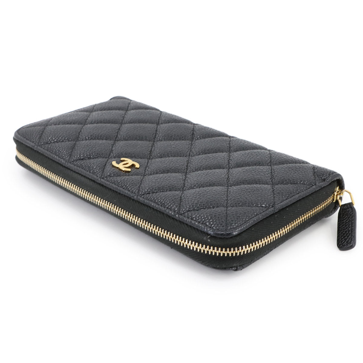 Matelasse Classic Long Zipped Wallet Leather Black AP0242