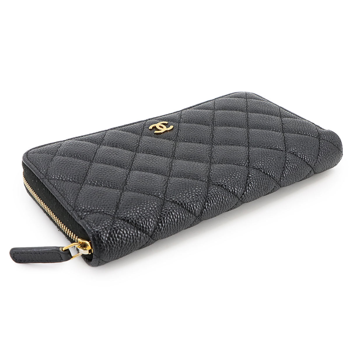 Matelasse Classic Long Zipped Wallet Leather Black AP0242