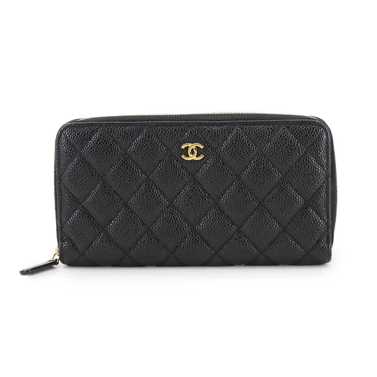 Matelasse Classic Long Zipped Wallet Leather Black AP0242