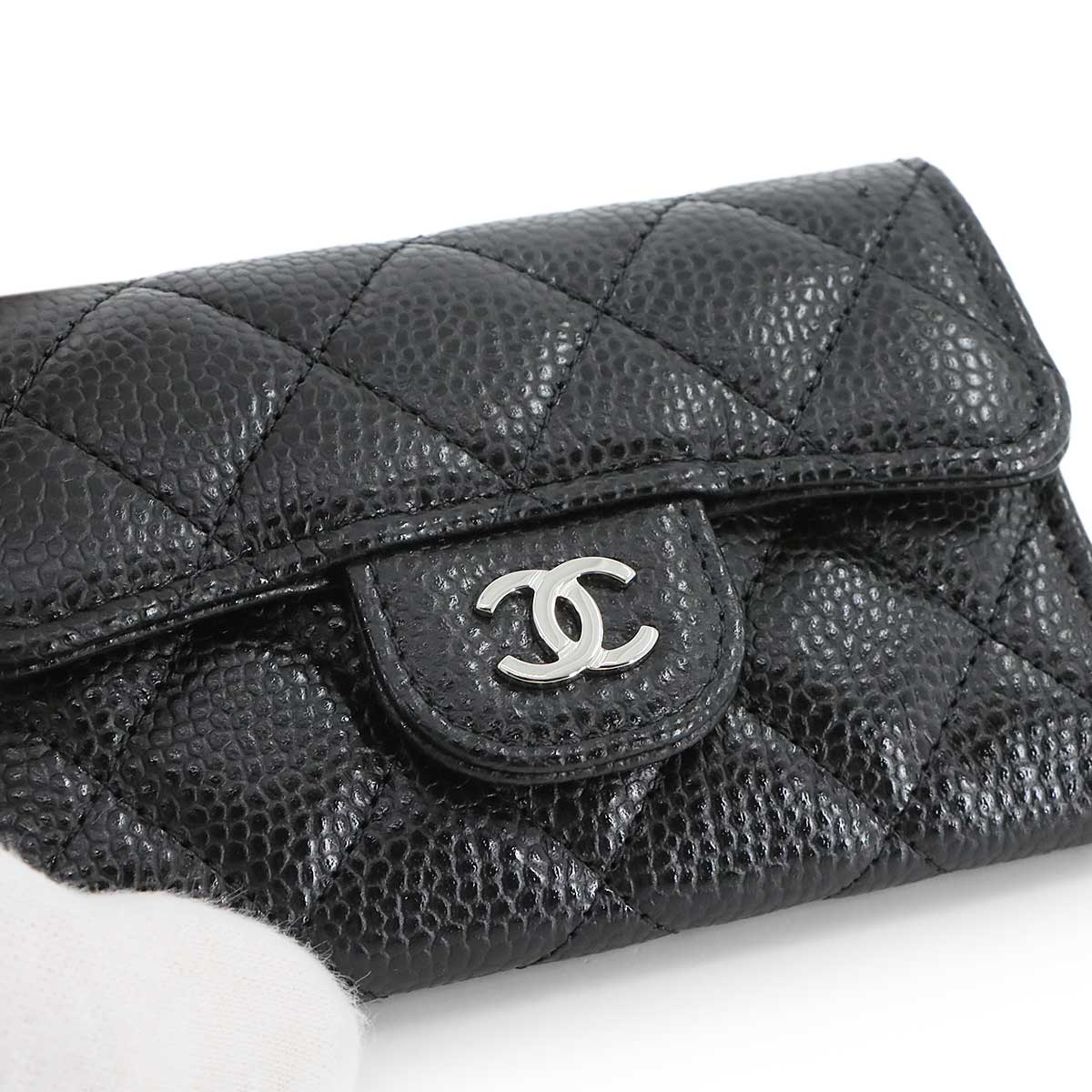 Matelasse Card Case Leather Black AP0214 Accessory