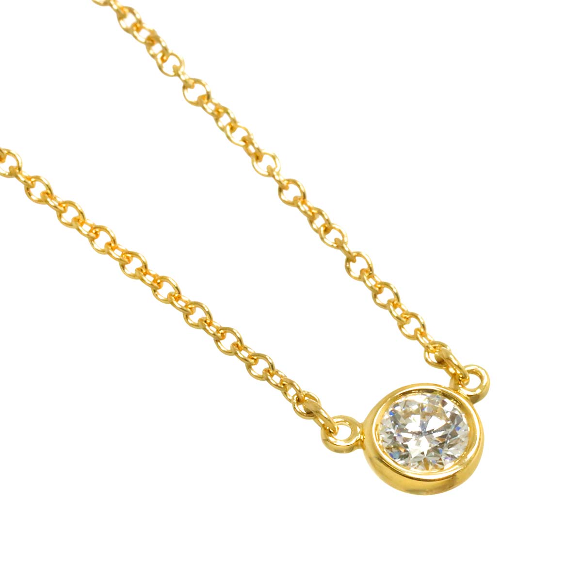 TIFFANY Co. By The Yard Diamond 0.18ct G/VVS1/3EX Necklace 18K YG 750