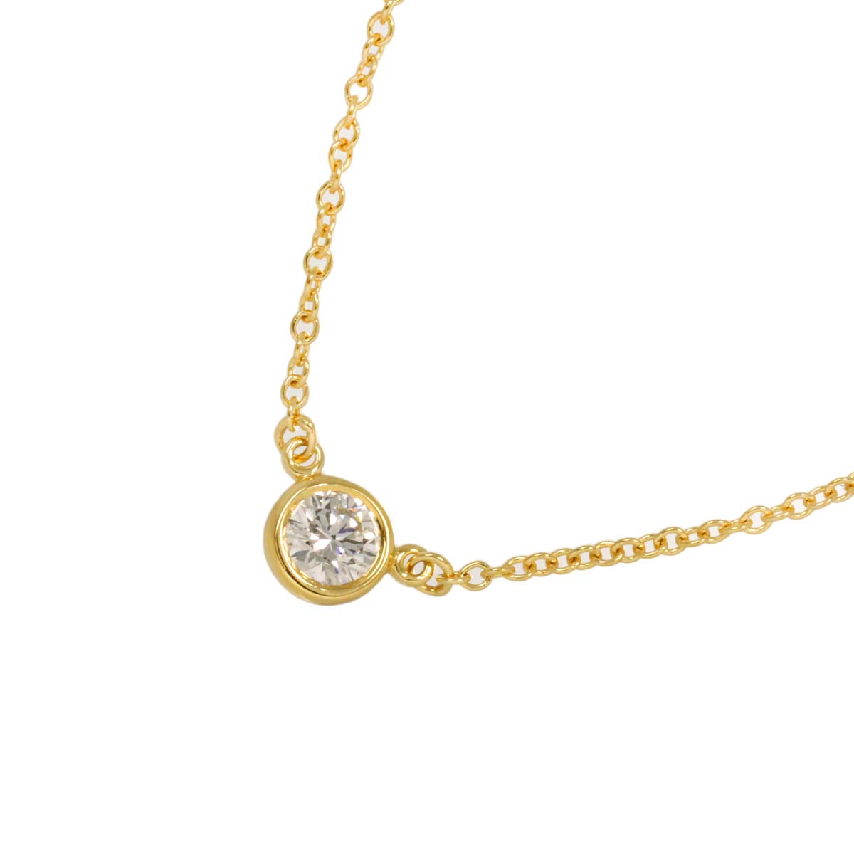 TIFFANY Co. By The Yard Diamond 0.18ct G/VVS1/3EX Necklace 18K YG 750