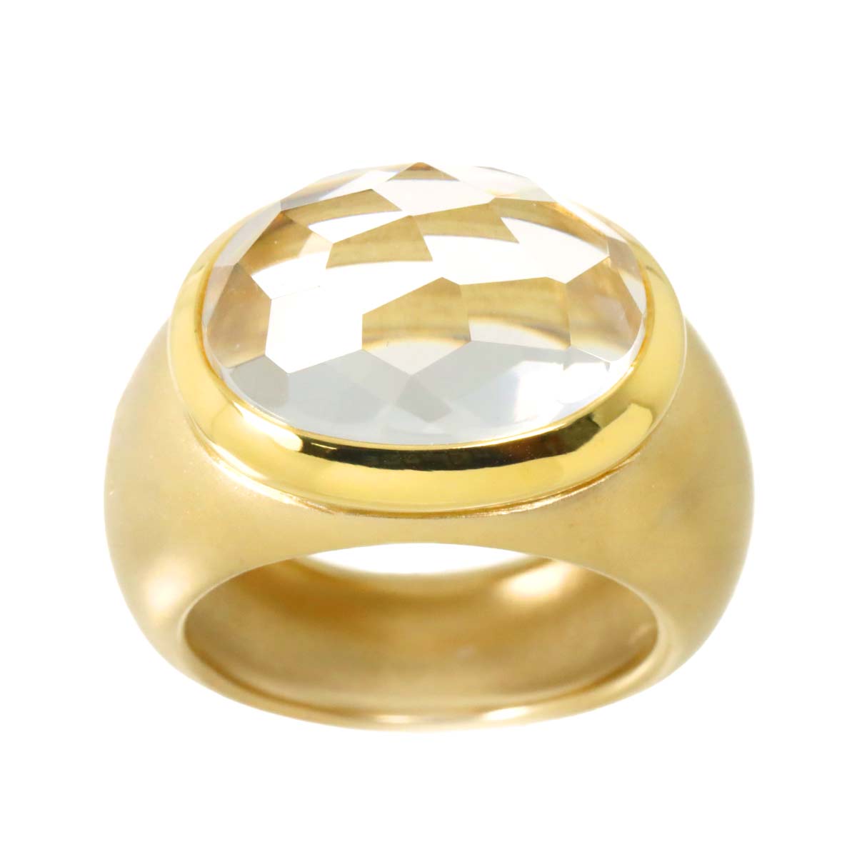 Quartz Ring 18K Yellow Gold 750 Size9(US)