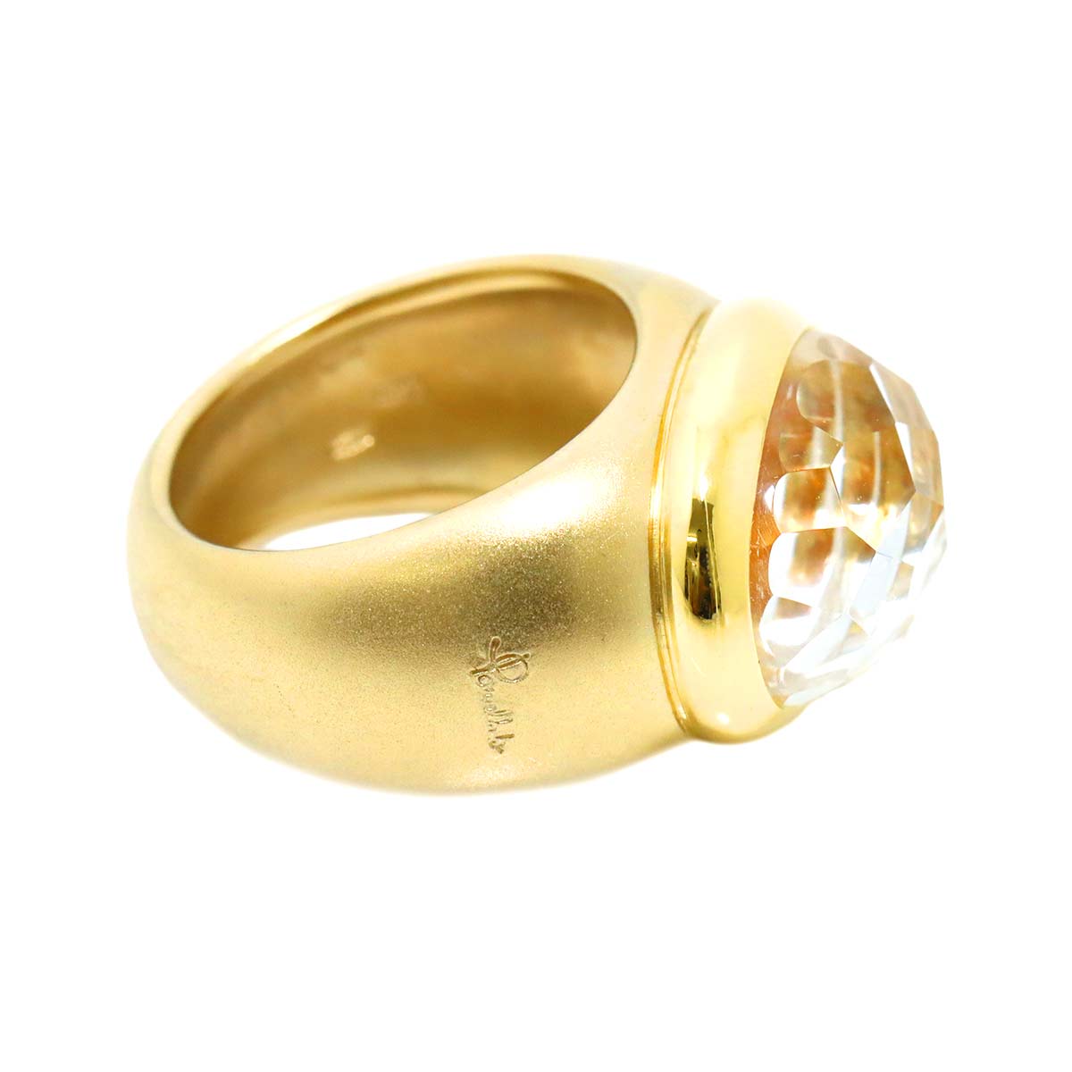 Quartz Ring 18K Yellow Gold 750 Size9(US)