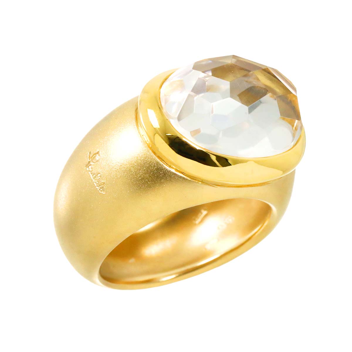 Quartz Ring 18K Yellow Gold 750 Size9(US)