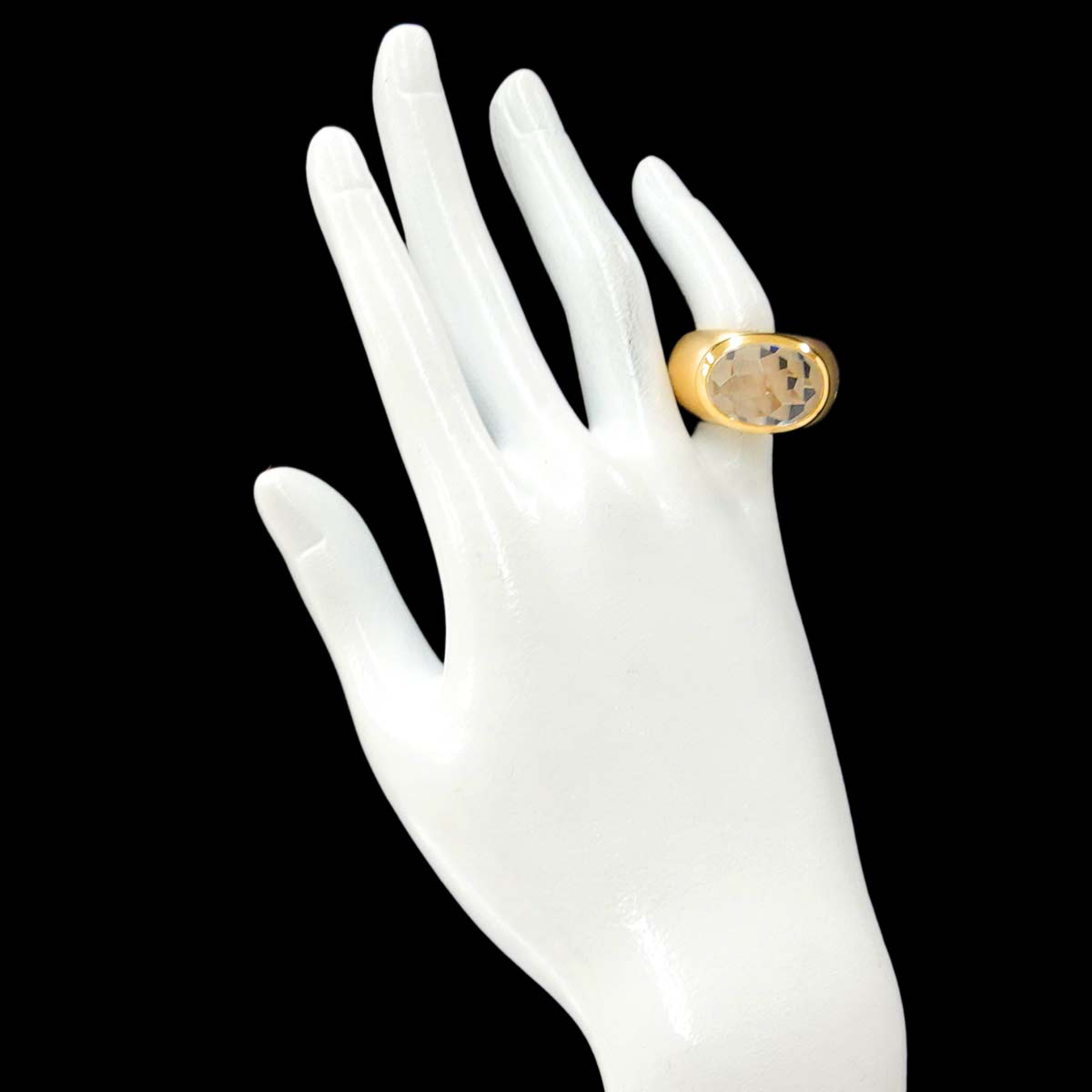 Quartz Ring 18K Yellow Gold 750 Size9(US)