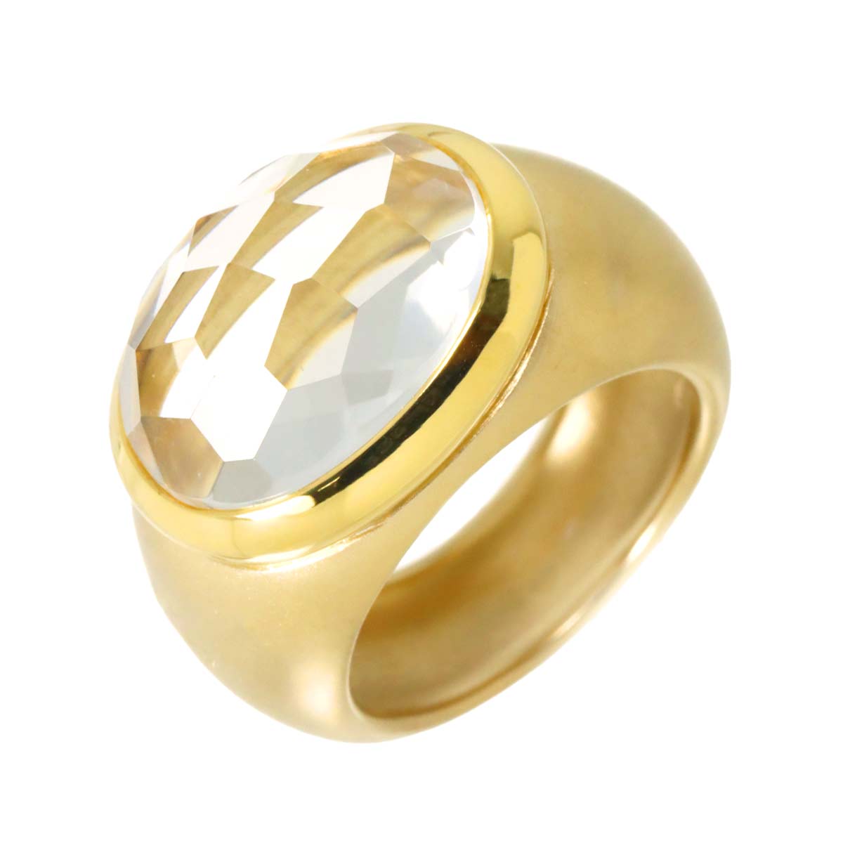 Quartz Ring 18K Yellow Gold 750 Size9(US)