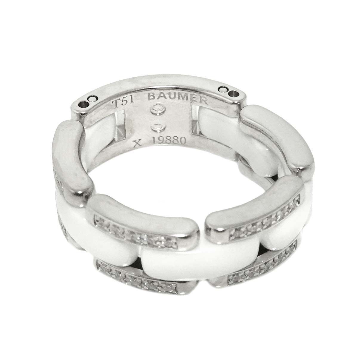 ULTRA MM Diamond Ring Ceramic 18K WG 750 Size51 5.25(US)