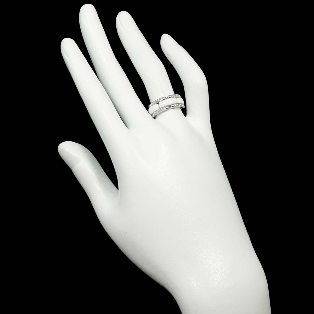 ULTRA MM Diamond Ring Ceramic 18K WG 750 Size51 5.25(US)