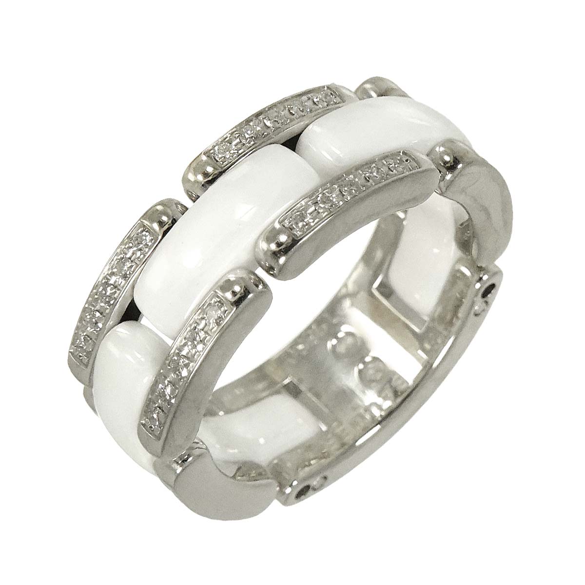 ULTRA MM Diamond Ring Ceramic 18K WG 750 Size51 5.25(US)