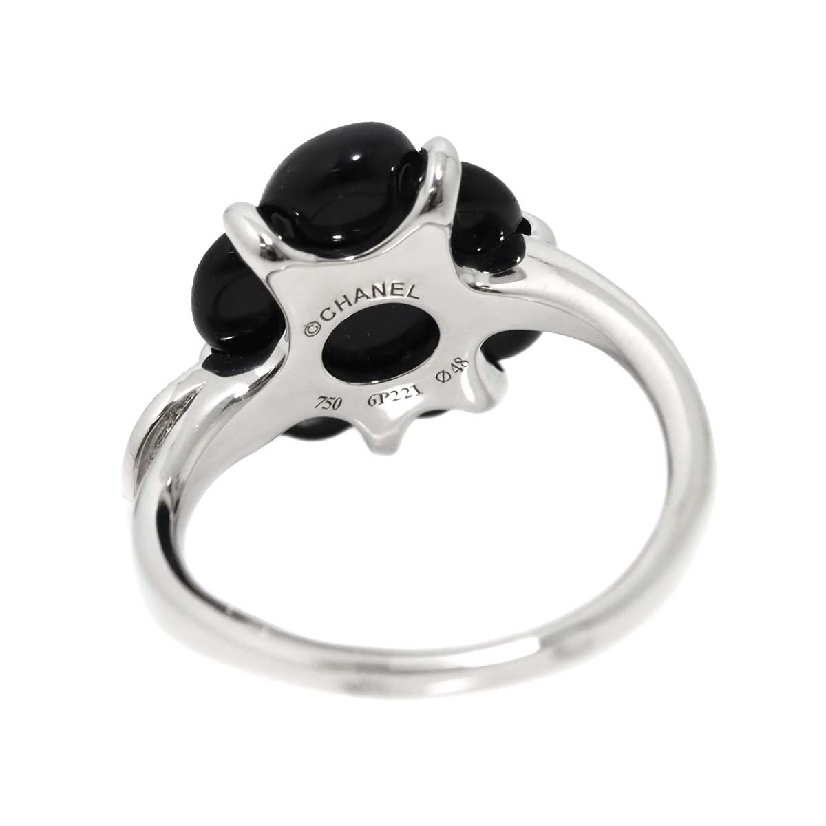Camelia Onyx Diamond Ring 18K WG 750 Size48 4.5(US) Onyx Diamond Ring 18K WG 750 Size48 4.5(US)
