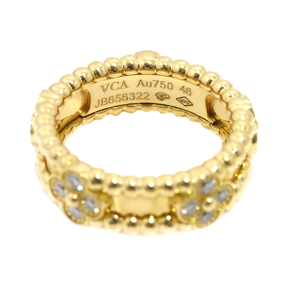 Perlee Sweet clover Diamond Ring 18K YG 750 46 3.75 US