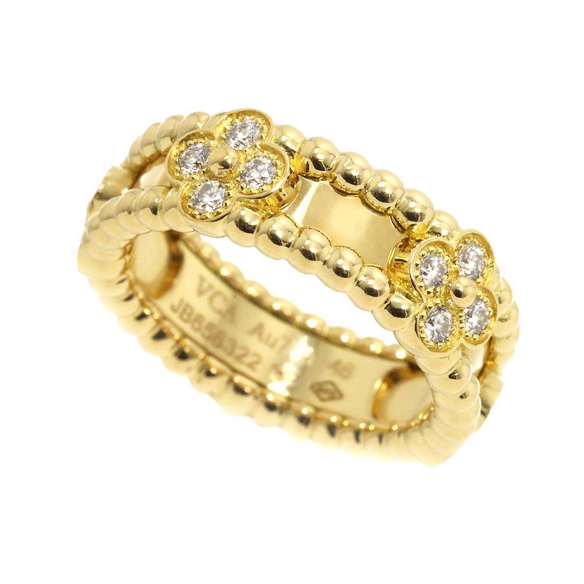 Perlee Sweet clover Diamond Ring 18K YG 750 46 3.75 US