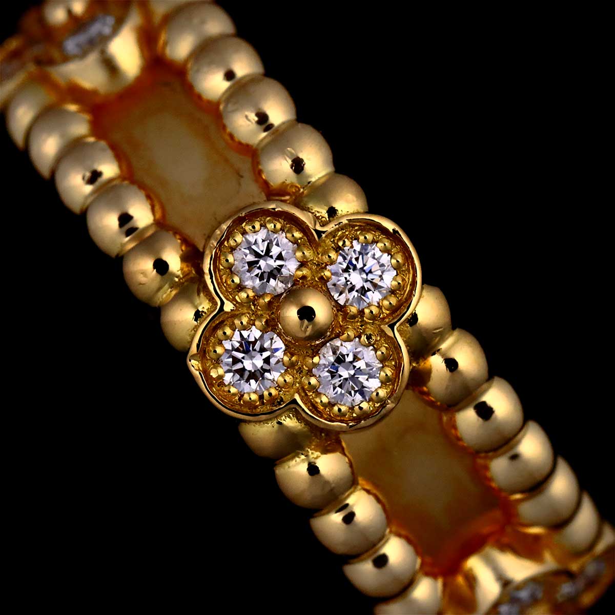 Perlee Sweet clover Diamond Ring 18K YG 750 46 3.75 US
