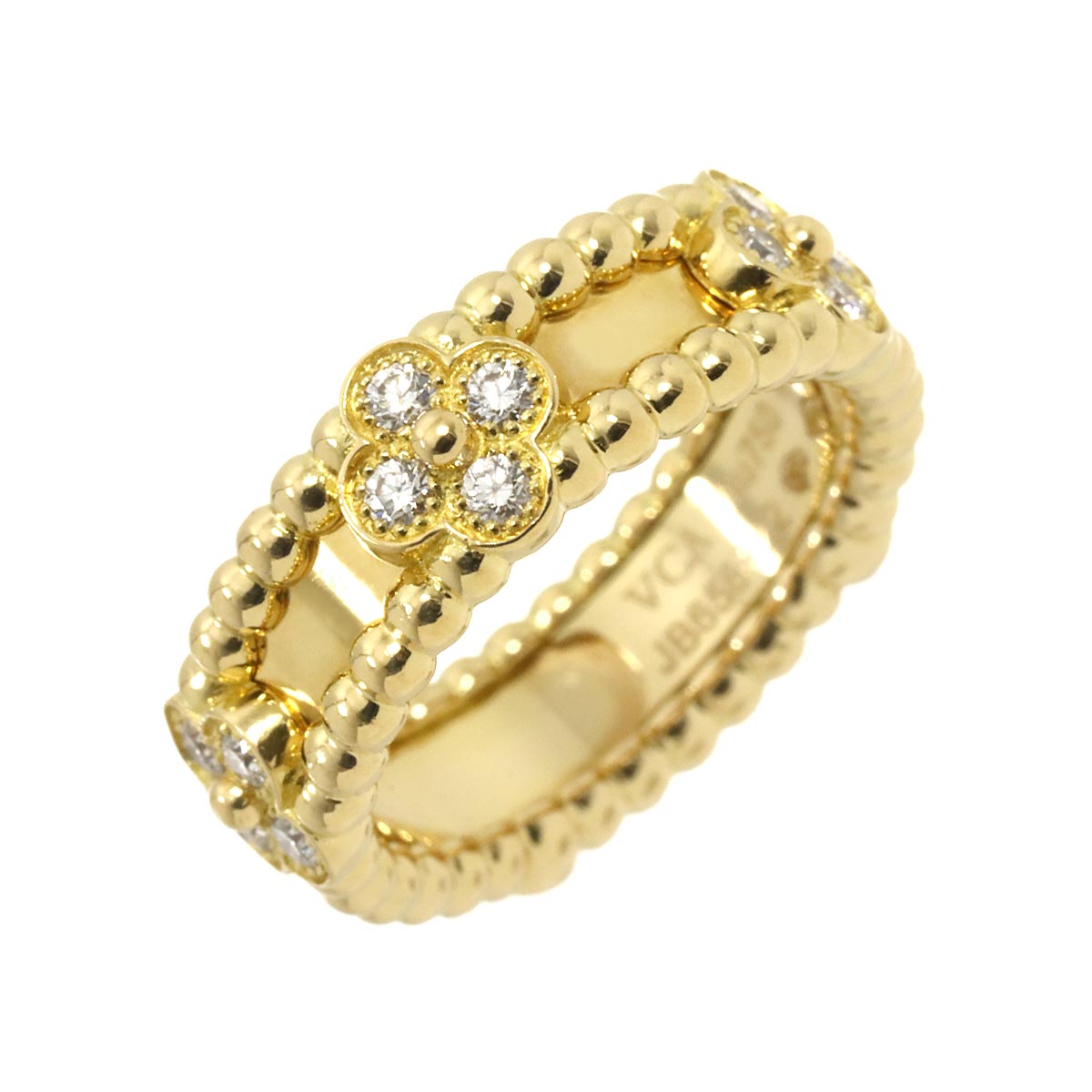 Perlee Sweet clover Diamond Ring 18K YG 750 46 3.75 US