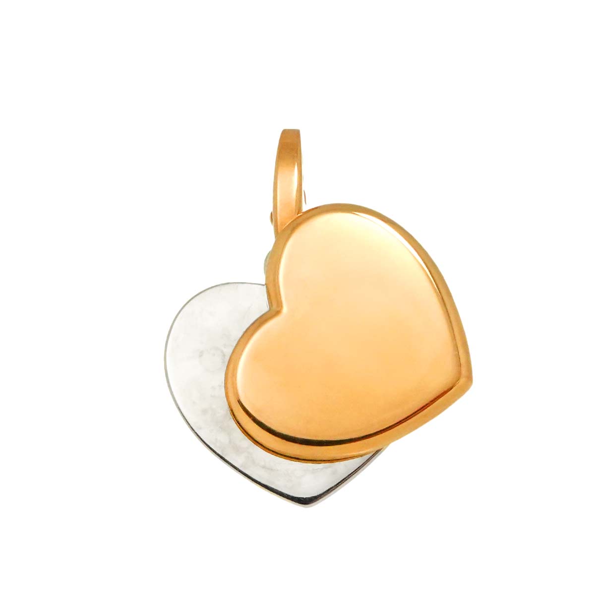 Double Heart Pendant Top 18K PG WG 750