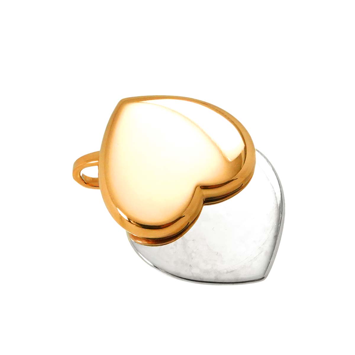 Double Heart Pendant Top 18K PG WG 750