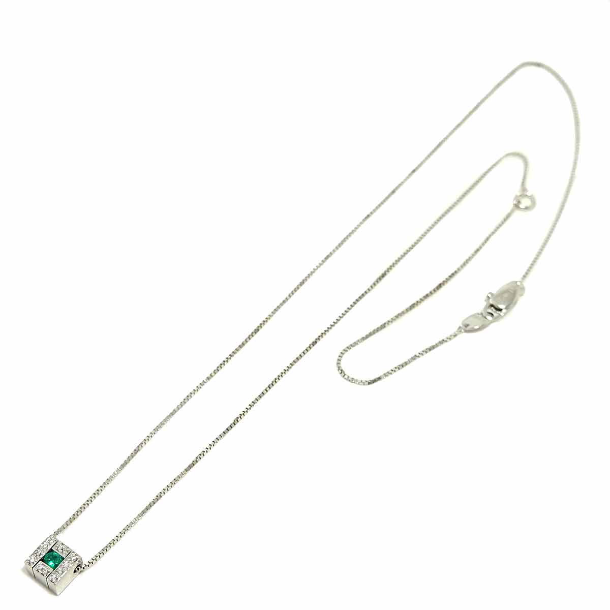 Belle Epoque Emerald Diamond Necklace 18K WG 750