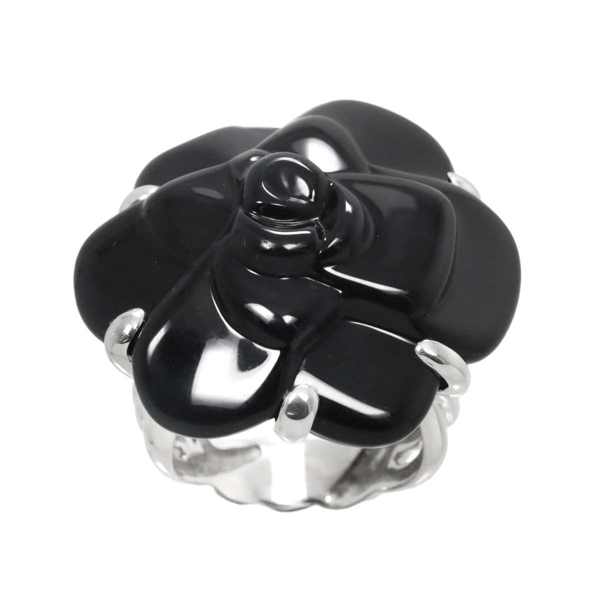Camelia Ceramic Ring 18K WG 750 Size6.75(US)