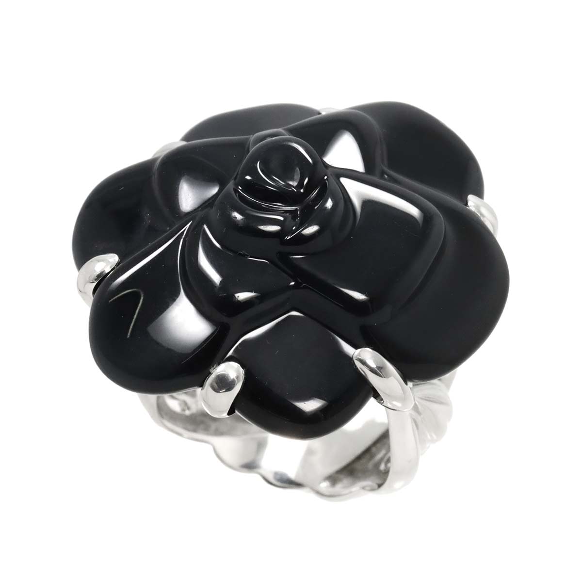 Camelia Ceramic Ring 18K WG 750 Size6.75(US)