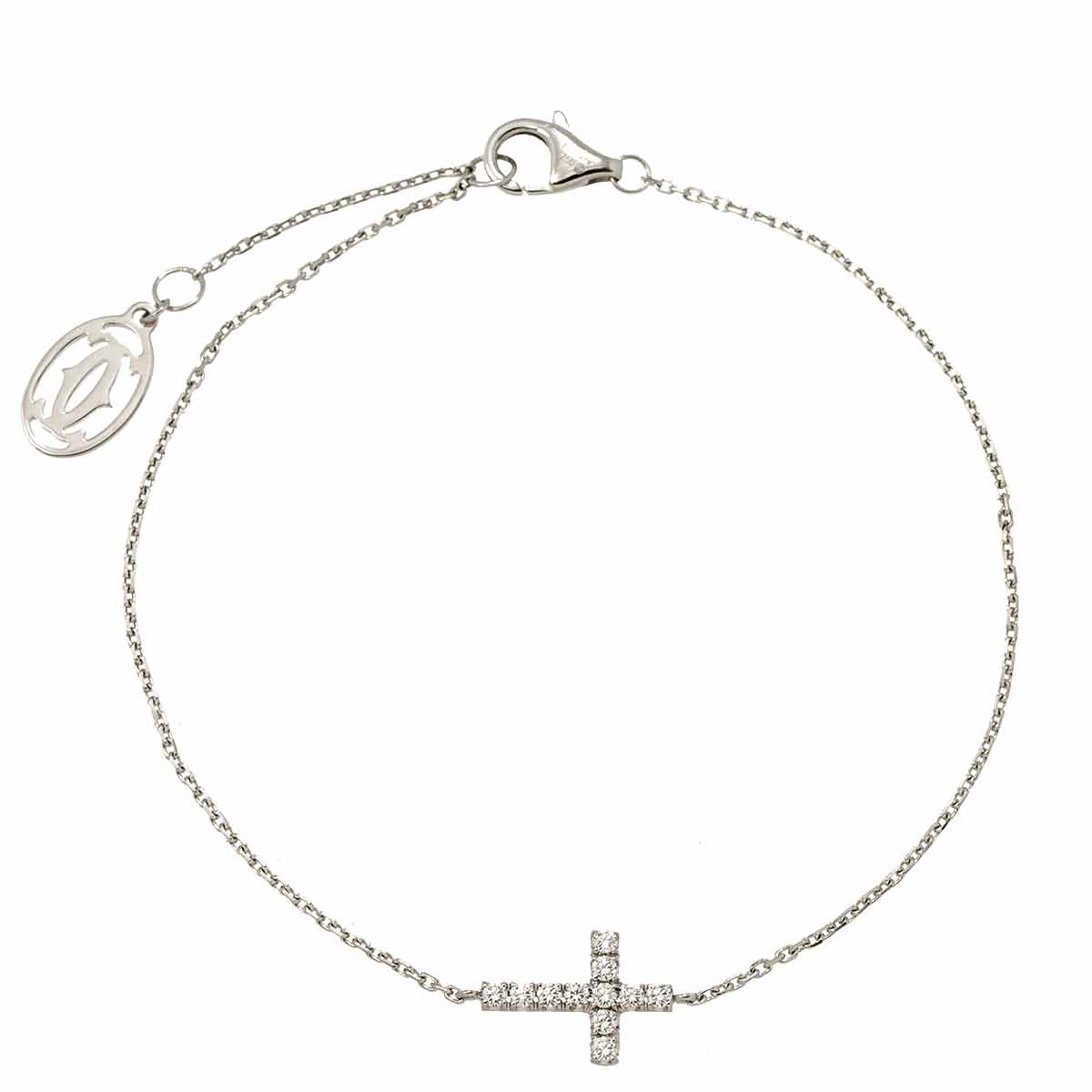 Symbols Cross Diamond Bracelet 18K White Gold 750