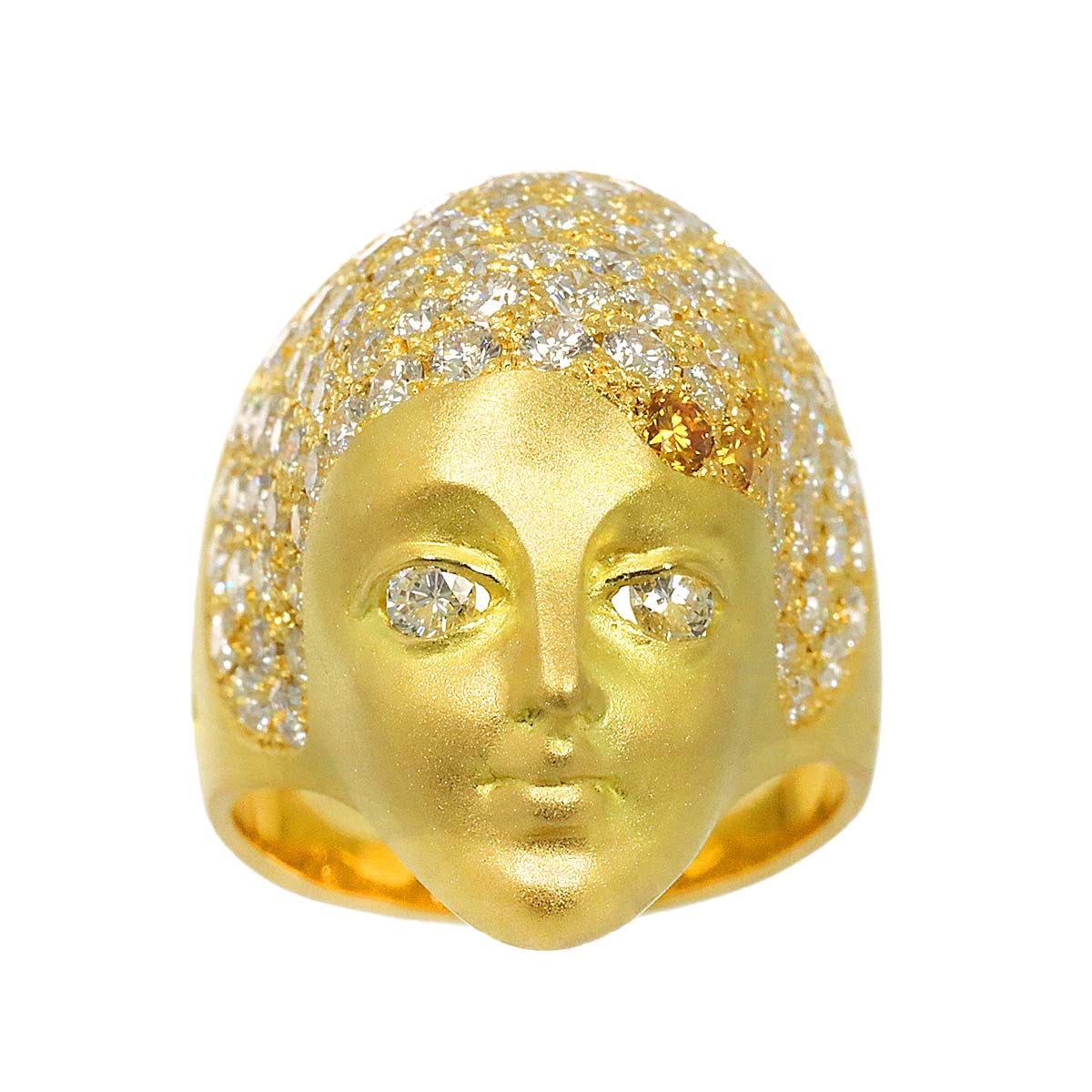 Diamond 3.35ct Ring 18K YG 750 size7.25(US)