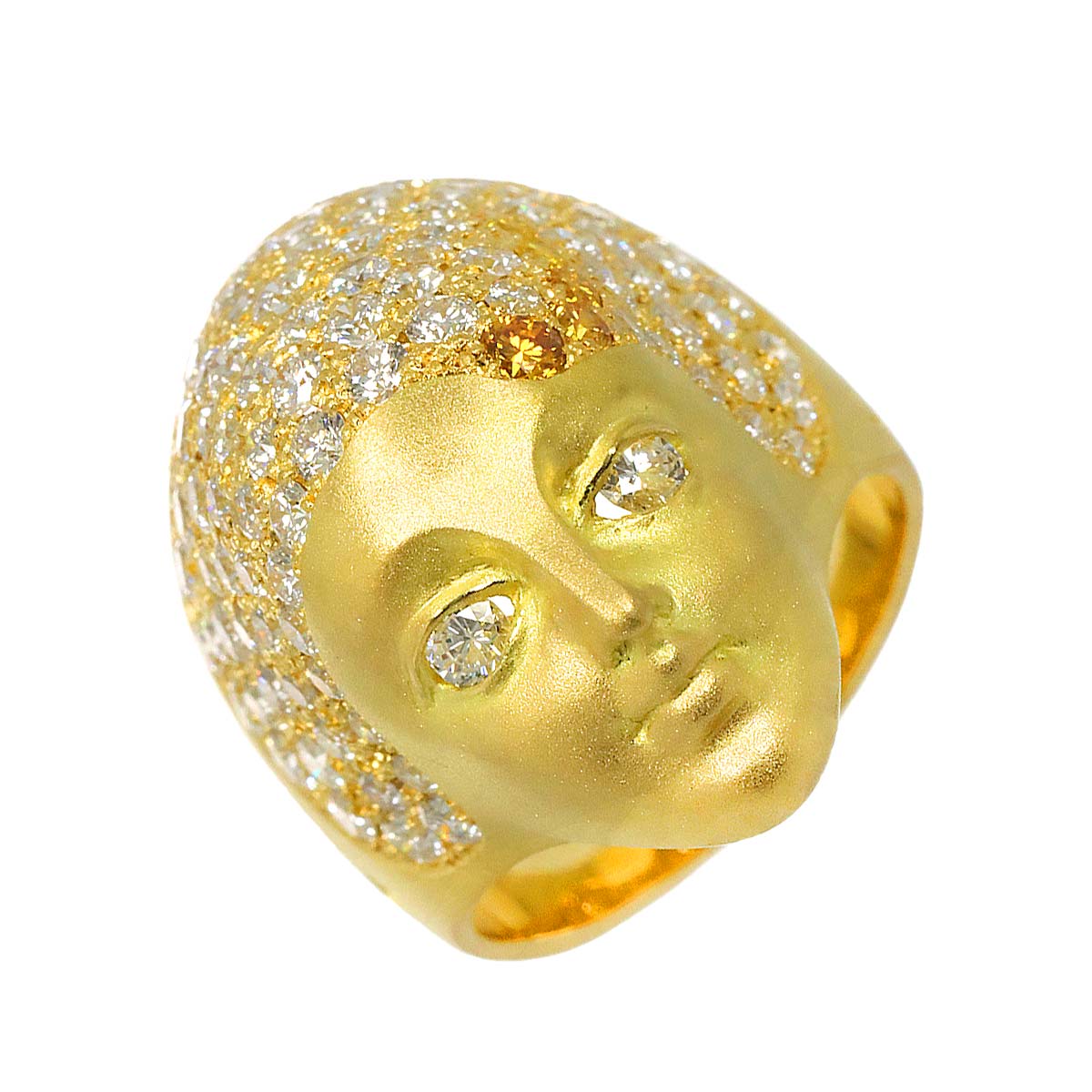 Diamond 3.35ct Ring 18K YG 750 size7.25(US)