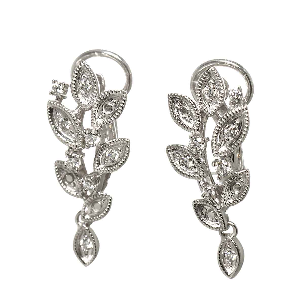 Diamond 0.16/0.16ct Earrings Clip on 18K White Gold 750