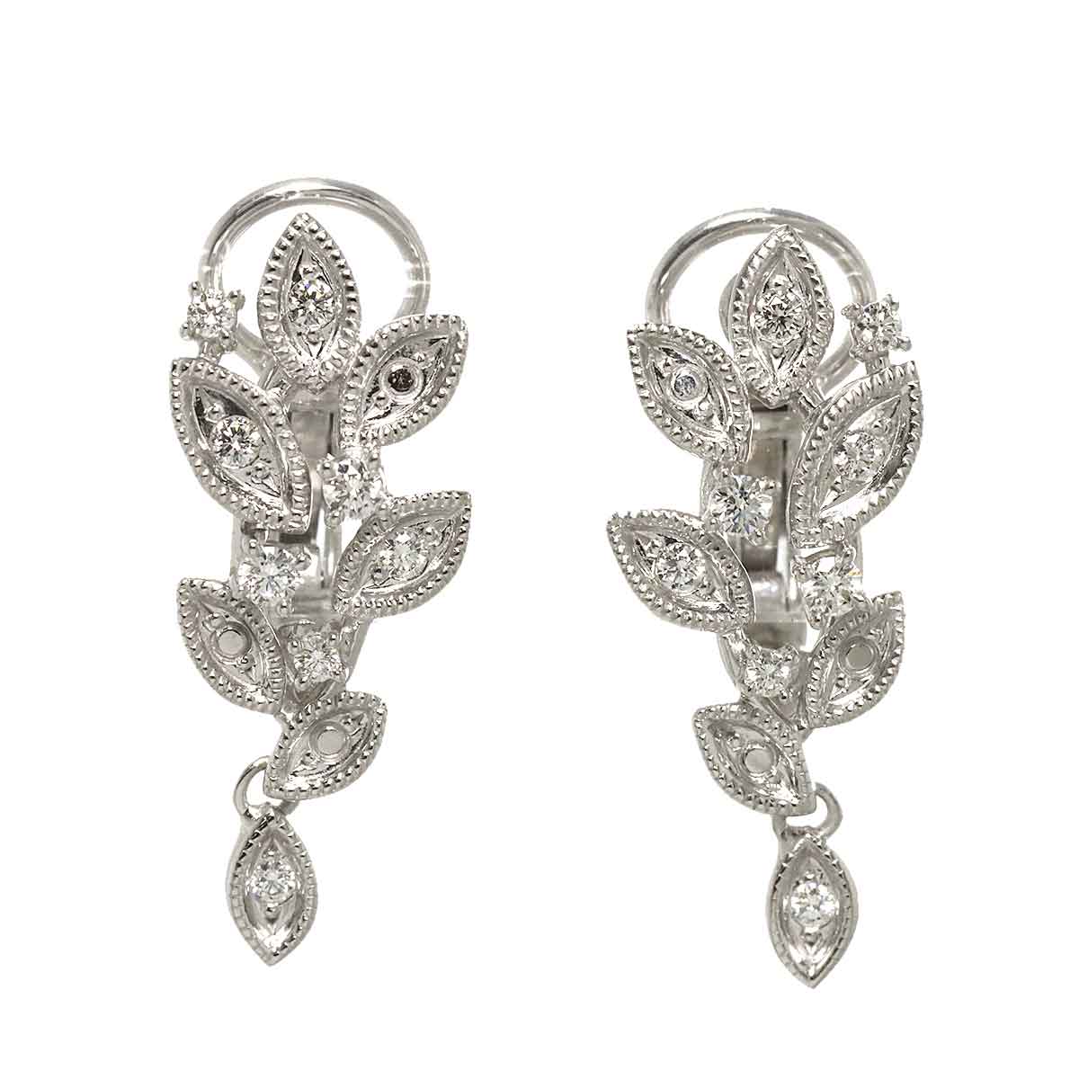 Diamond 0.16/0.16ct Earrings Clip on 18K White Gold 750