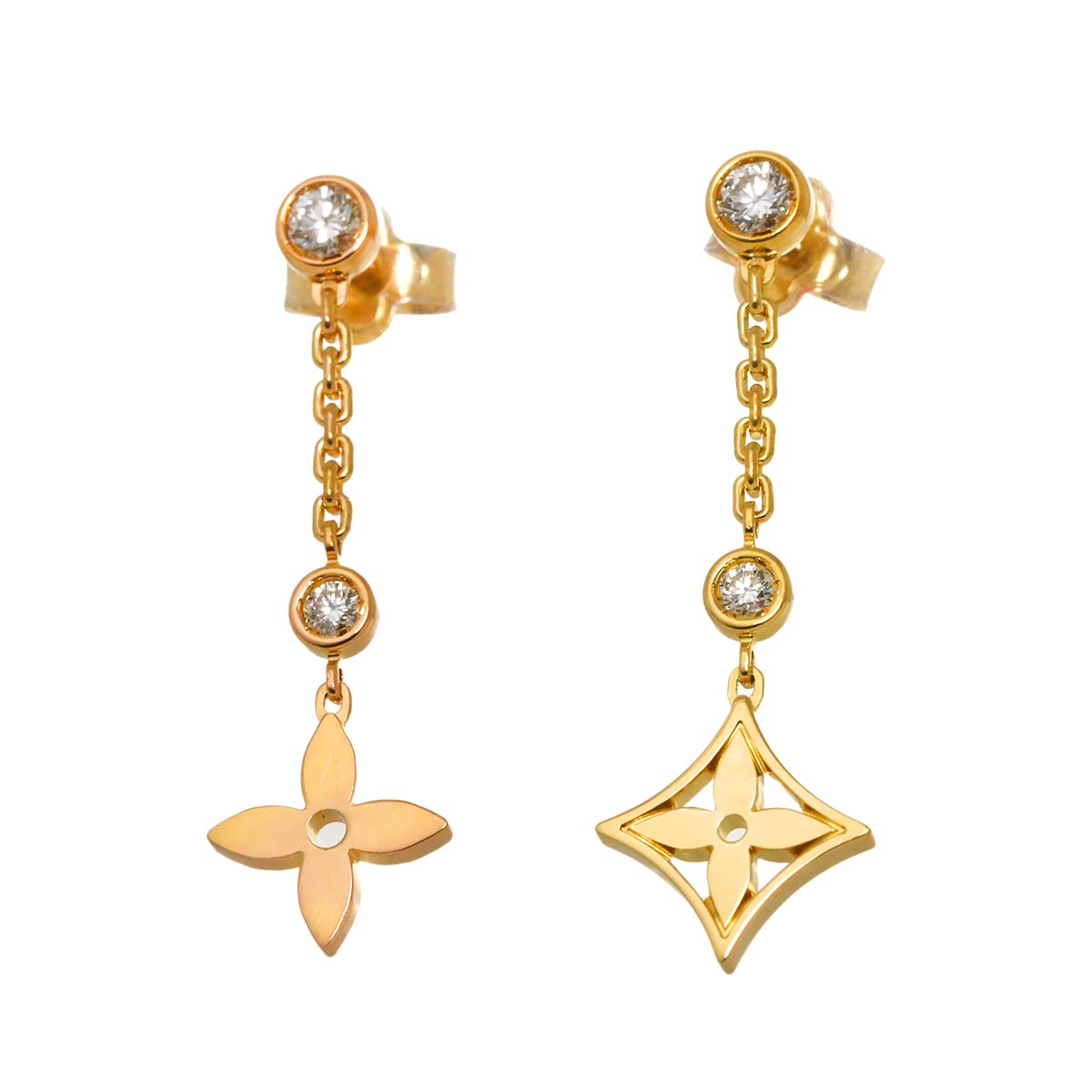 Monogram Idylle Diamond Earrings Pierced 18K YG PG 750