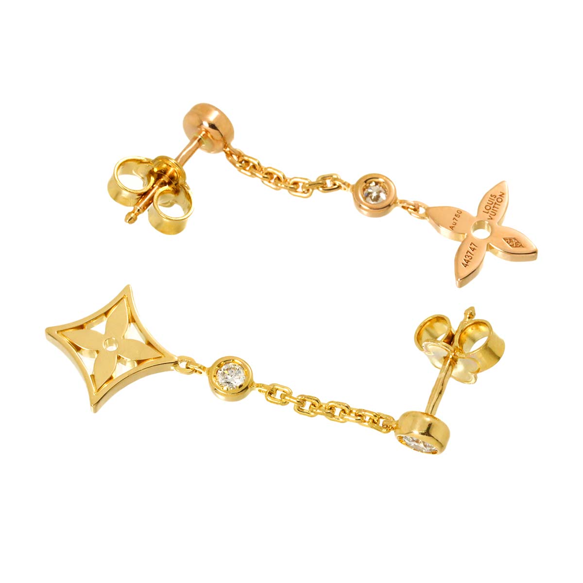 Monogram Idylle Diamond Earrings Pierced 18K YG PG 750