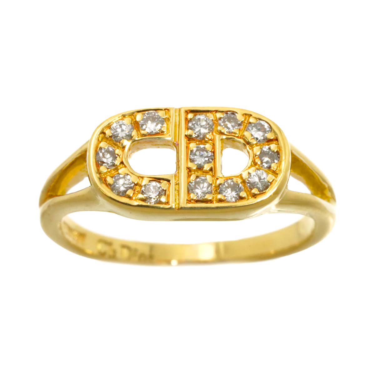 Diamond Ring 18K YG 750 size4.5(US)