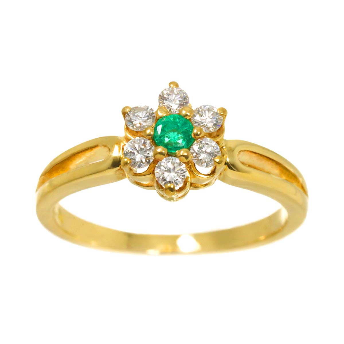 Emerald 0.12ct Diamond 0.24ct Ring 18K YG 750 Size6.75(US) Ring 18K YG 750 Size6.75(US)