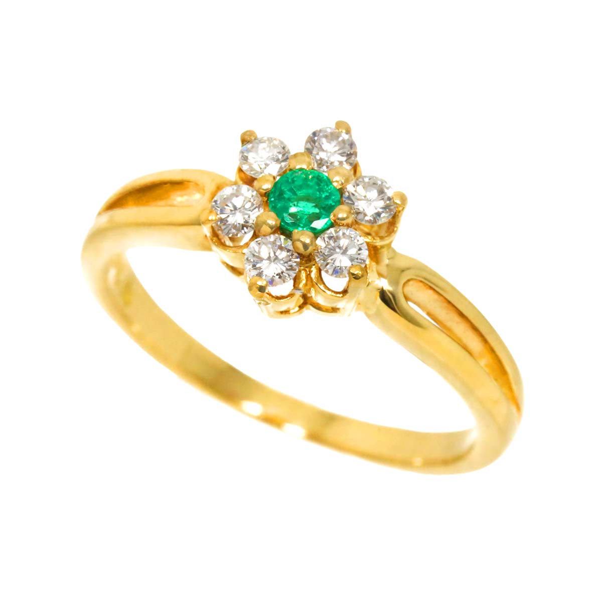 Emerald 0.12ct Diamond 0.24ct Ring 18K YG 750 Size6.75(US) Ring 18K YG 750 Size6.75(US)