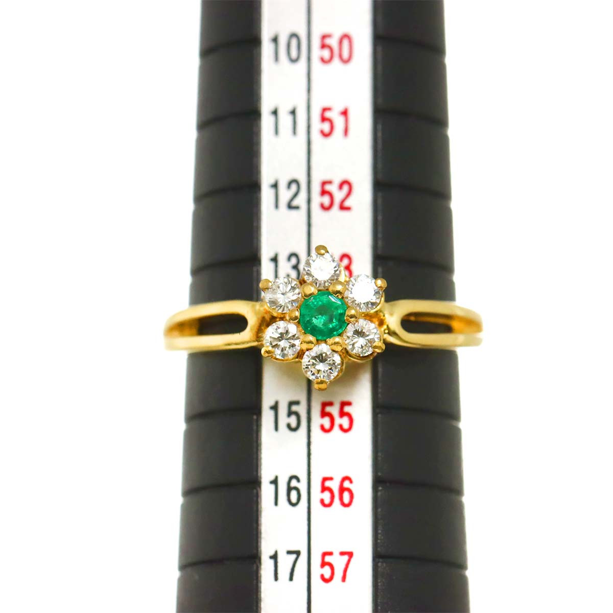 Emerald 0.12ct Diamond 0.24ct Ring 18K YG 750 Size6.75(US) Ring 18K YG 750 Size6.75(US)